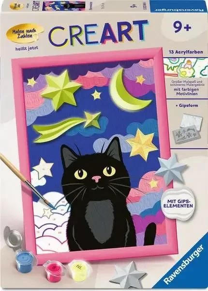Ravensburger Malen nach Zahlen CreArt mit Gips gießen Sternenkatze
