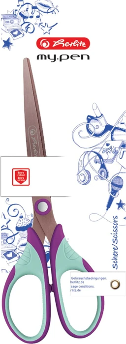 Herlitz my.pen Universalschere, Rechtshänder, 180mm, violett/grün (50046744)