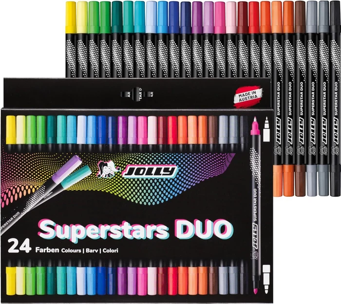 Jolly Next Generation Superstars Duo Doppelfasermaler sortiert, 24er-Set, Etui