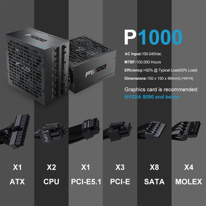 SAMA P Series P1000 schwarz 1000W, ATX 3.1