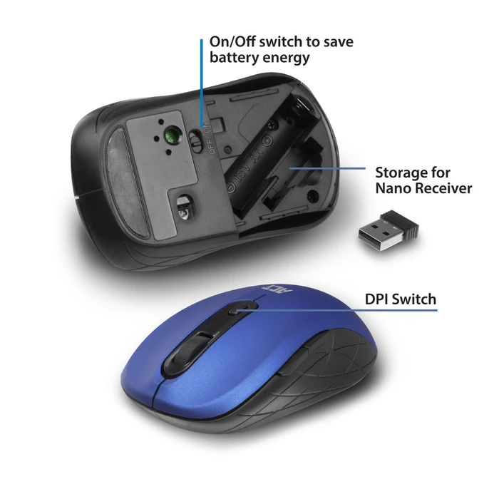 Act Wireless Mouse 1600dpi blau, USB