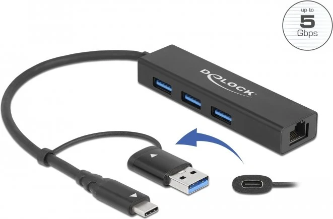 DeLOCK 3-Port USB-Hub, RJ-45, USB-A 3.0 [Stecker]
