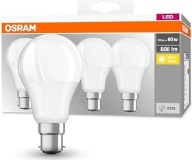 Osram Ledvance LED Base Classic A 60 8.5W/827 B22d Frosted, 4 Stück