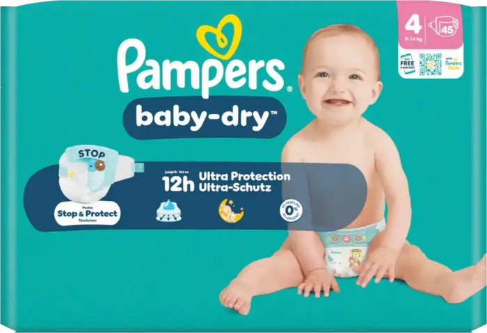 Pampers Baby-Dry Gr.4 Einwegwindel, 9-14kg, 45 Stück