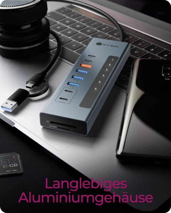 RaidSonic Icy Box IB-HUB1742CR-C2PD 11-in-1 Hub, USB-A/USB-C 3.1 [Stecker]
