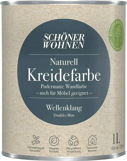 Schöner Wohnen Naturell Kreidefarbe innen wellenklang dunkles blau, 1l