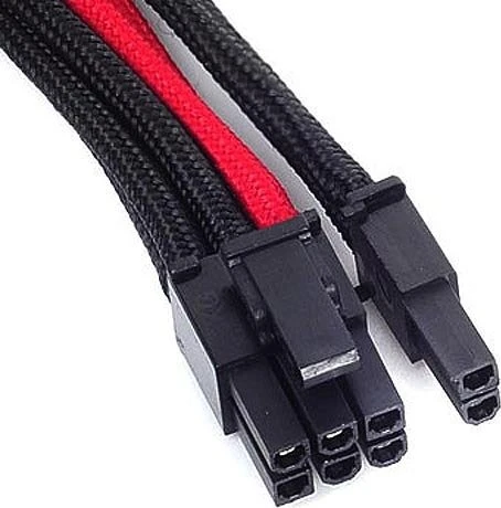 SilverStone PP07-PCIBR, 6/8-Pin PCIe Verlängerung 250mm, sleeved schwarz/rot
