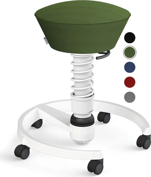 Aeris Swopper Air New Edition Bürohocker mit Rollen, Feder Standard, Gestell Alu weiß, Bezug Mesh-Gewebe grün