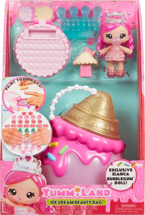 MGA Entertainment Yummiland - Beauty Bag Playset + Lip Gloss Doll - Ice Cream Beauty Bag