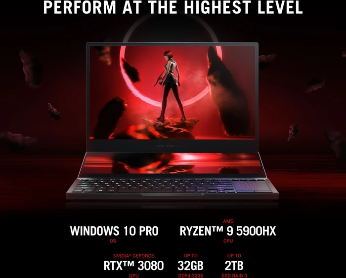 ASUS ROG Zephyrus Duo 15 SE GX551QS-HB153T, Ryzen 9 5900HS, 32GB RAM, 2TB SSD, GeForce RTX 3080, DE