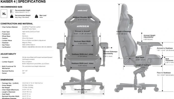 Anda Seat Kaiser 4 Premium L Gamingstuhl, grün