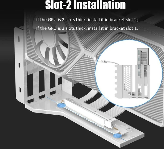 Glotrends Vertical Graphics Card Support Bracket, 2-Slot, gewinkelt, PCIe 5.0, 180mm, weiß