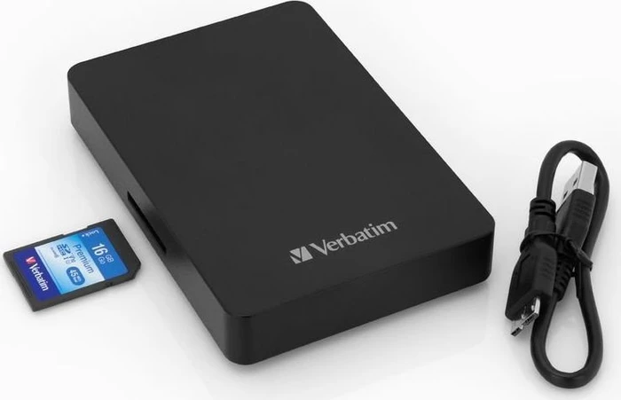 Verbatim Store 'n' Go Portable HDD 1TB mit SD-Kartenleser + 16GB SD-Karte, USB 3.0
