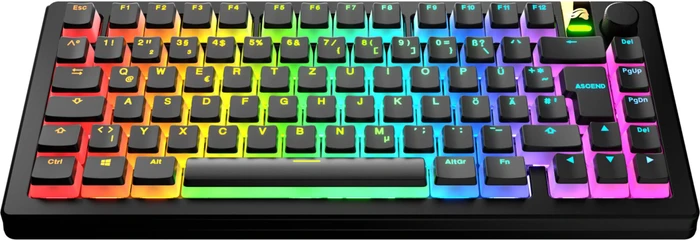 Glorious Aura V3 Keycaps, Kunststoff (PBT) Double-Shot, schwarz/transparent, 131 Tasten, ISO-DE