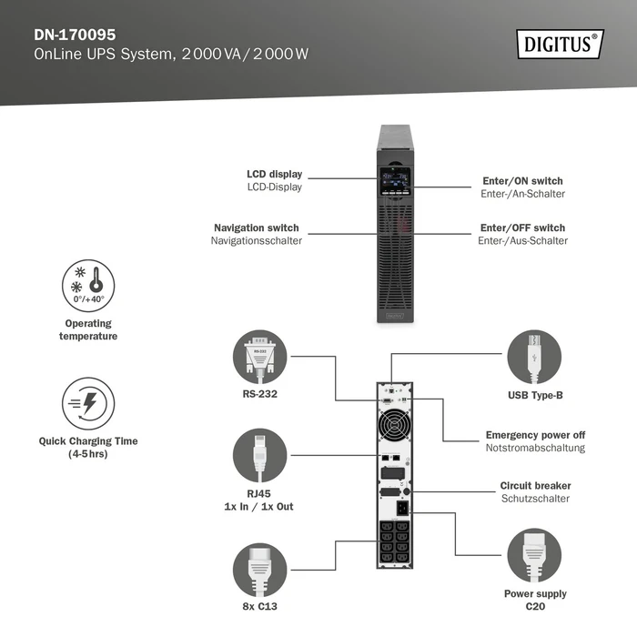 Digitus OnLine USV, 2000VA, USB/seriell