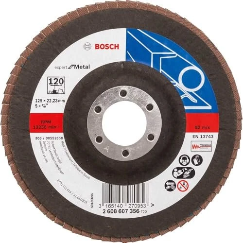 Bosch Professional X551 Expert for Metal Fächerschleifscheibe gerade K120, 125x22.23mm, 1 Stück