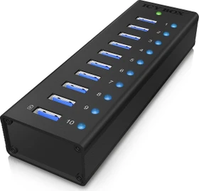 RaidSonic Icy Box IB-AC6110 USB-Hub, 10x USB-A 3.0, USB-A 3.0 [Buchse] (70419)