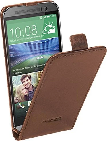 Pedea Flip Cover Echtleder für HTC One Mini 2 dunkelbraun