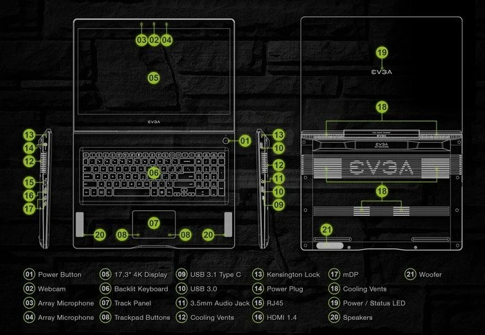 EVGA SC17, Core i7-6820HK, 32GB RAM, 256GB SSD, 1TB HDD, GeForce GTX 980M, DE