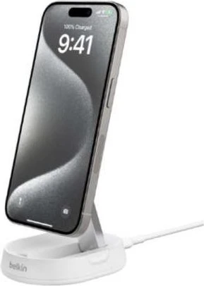 Belkin BoostCharge Pro verstellbare, kabellose, magnetische Ladestation mit Qi2 (15W) ohne Netzteil weiß
