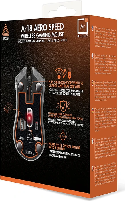 Lexip Ar18 Aero Speed Wireless Gaming Mouse schwarz, USB