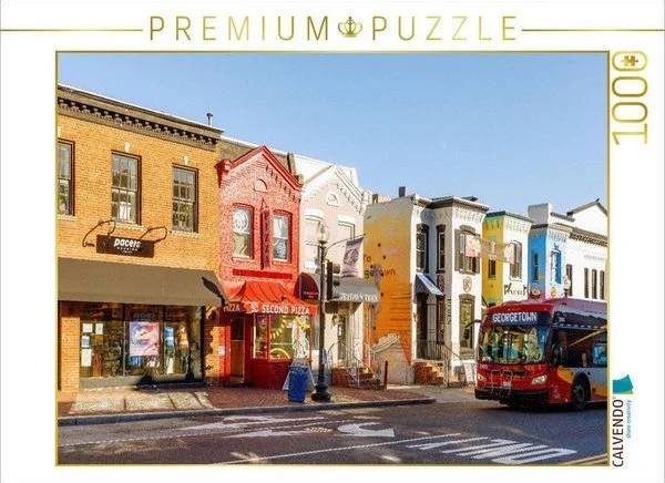 Calvendo Bunte Häuser und Bus in der Wisconsin Street - Georgetown, Washington, D.C.