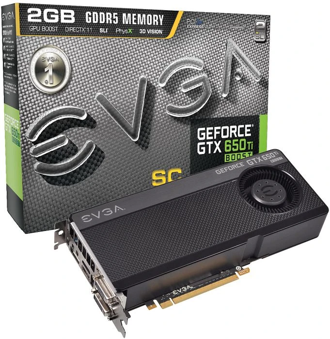 EVGA GeForce GTX 650 Ti Boost Superclocked, 2GB GDDR5, 2x DVI, HDMI, DP