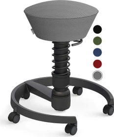 Aeris Swopper Air New Edition Bürohocker mit Rollen, Feder Standard, Gestell Alu schwarz, Bezug Mesh-Gewebe grau