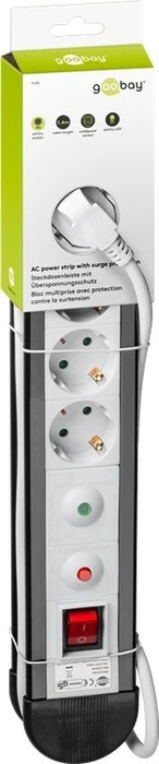 Wentronic Goobay Steckdosenleiste, 4-fach, mit Überspannungsschutz, 1.4m