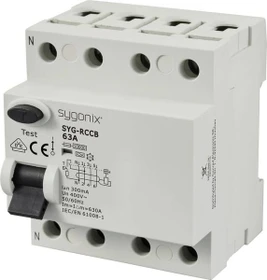 Sygonix Fehlerstrom-Schutzschalter A 4polig 63 A 0.3 A 400 V/AC