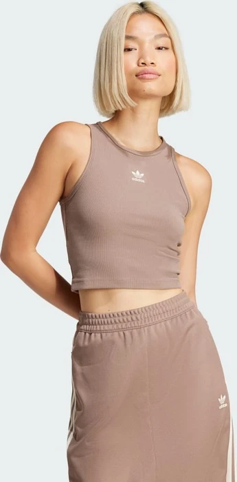 adidas Essentials Ribbed Funktionsshirt ärmellos trace brown (Damen)