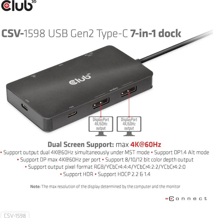 Club 3D 7in1 Portable Dock, USB-C 3.1 [Stecker]