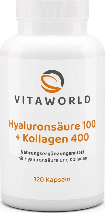 vitaworld Hyaluronsäure 100 + Kollagen 400 Kapseln, 120 Stück