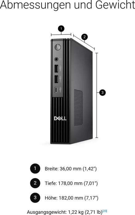 Dell Pro Micro Plus Desktop QBM1250, Core Ultra 7 265, 16GB RAM, 512GB SSD, Windows 11 Pro