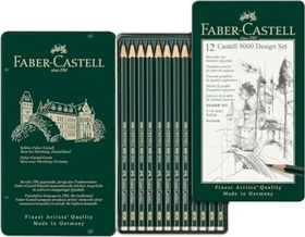 Faber-Castell Castell 9000 Bleistift sortiert, Metalletui, 12er-Set