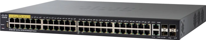 Cisco SF350 Rackmount Managed Switch, 48x RJ-45, 2x SFP, 2x RJ-45/SFP, 382W UPoE