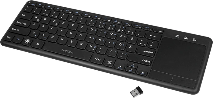 LogiLink Wireless Tastatur mit Touchpad, schwarz, USB, DE