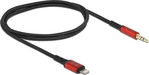 DeLOCK Audiokabel 8-Pin Lightning Stecker zu Klinkenstecker 3.5mm 3-Pin 0.5m schwarz/rot