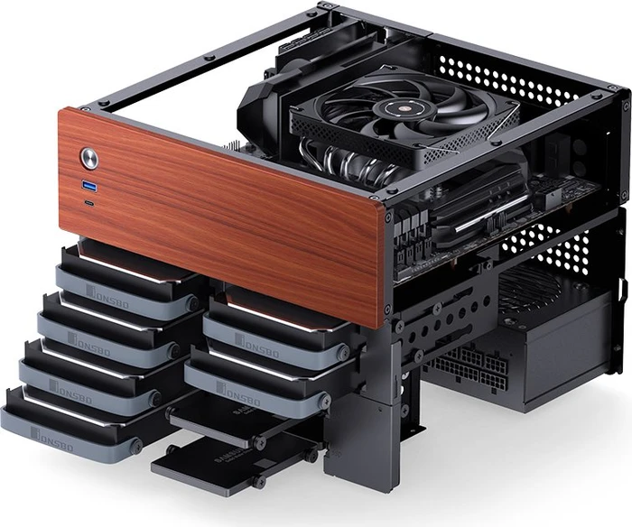 Jonsbo N4 Black, schwarz/braun