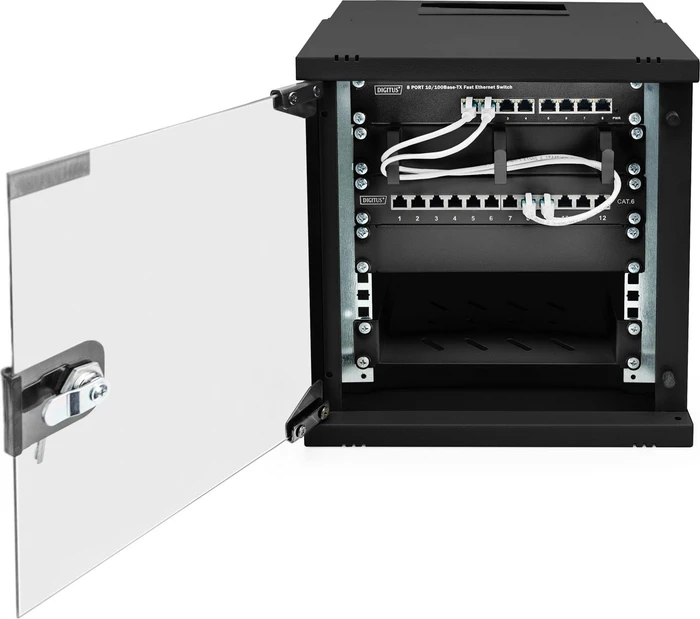Digitus Professional SoHo Pro Line 10" Wandgehäuse 6HE, unmontiert, Sicherheitsglastür, IP20, RAL 9005, 300mm tief