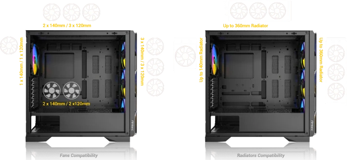 Antec AX1000 ARGB, schwarz, Glasfenster
