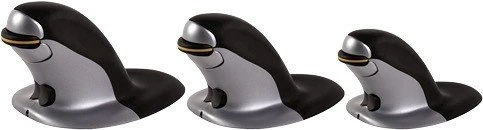 Fellowes Penguin beidhändige vertikale Maus, kabelgebunden, Größe S, schwarz/silber, USB