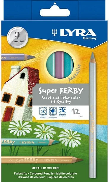 Lyra Super Ferby Metallic Buntstift sortiert, Kartonetui, 12er-Set (3721122)
