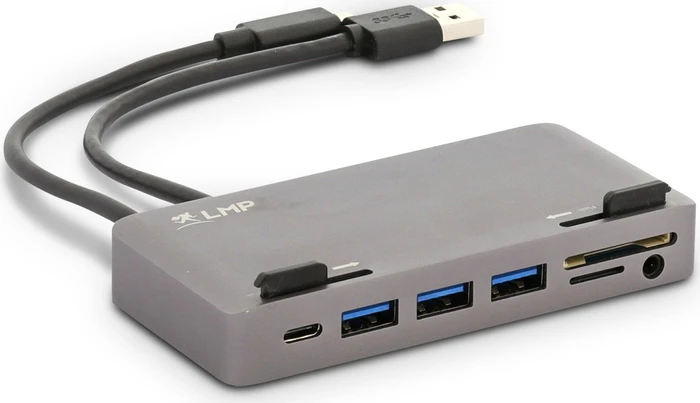 LMP USB-C Attach Hub, 1x USB-C 3.0 [Stecker], 1x USB-A 3.0 [Stecker], Space Gray