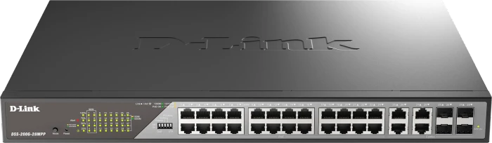 D-Link DSS-200 Surveillance Rackmount Gigabit Smart Switch, 24x RJ-45, 4x RJ-45/SFP, 518W PoE++