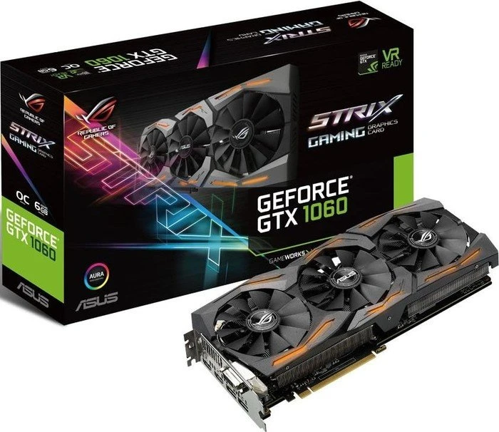 ASUS ROG Strix GeForce GTX 1060, ROG-STRIX-GTX1060-6G-GAMING, 6GB GDDR5, DVI, 2x HDMI, 2x DP