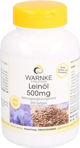 Warnke Leinöl 500mg Softkapseln, 250 Stück