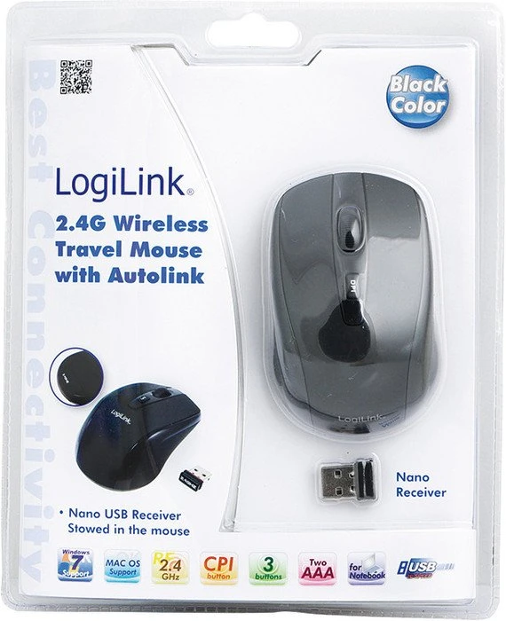 LogiLink Wireless Optical Mouse schwarz, USB