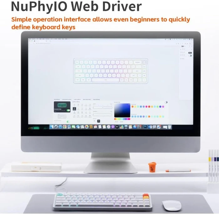 NuPhy Air65 V3 Mac/PC, Nova White, weiß/silber, hot-swap, Low-Profile Blush nano, USB/Bluetooth, DE
