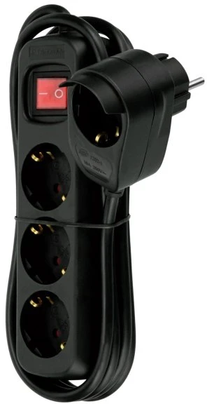 REV Ritter Powersplit-Steckdosenleiste 3+1, 4-fach, 2m, schwarz